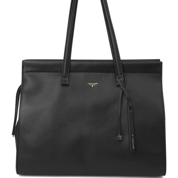 Tahari Handbags - NWT Tahari Sienna Leather Tote Bag Black